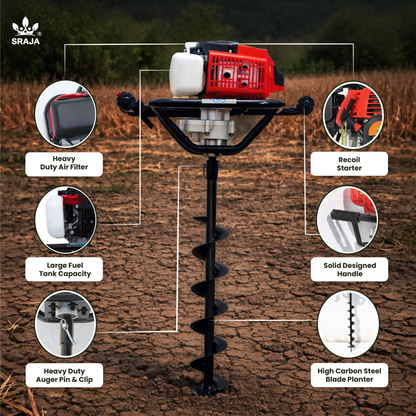 Sraja Earth Auger 63cc 2 Stroke Hole Digger